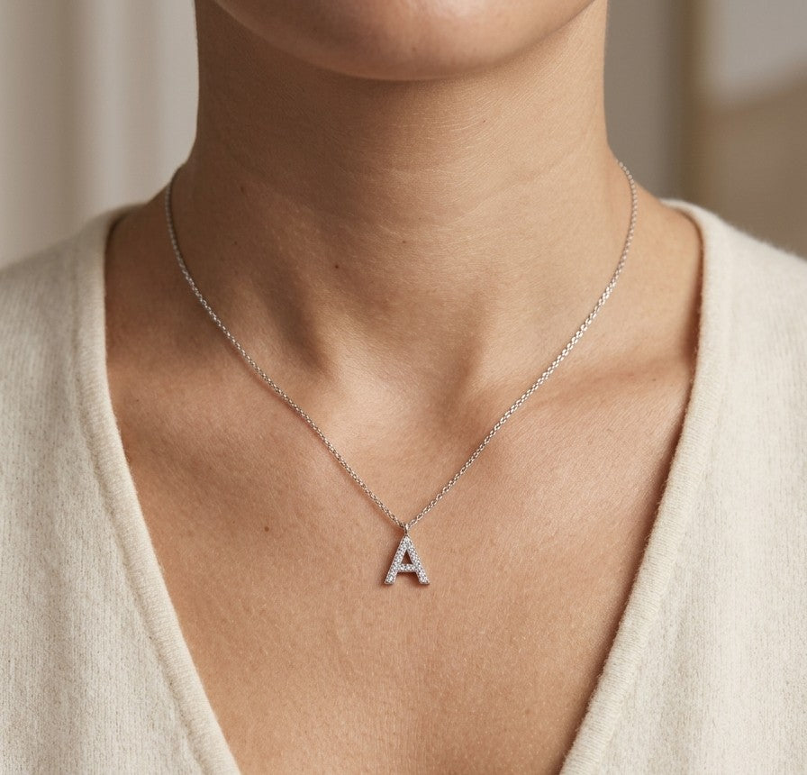 Diamond Initial A Alphabet Pendant In 18k Gold