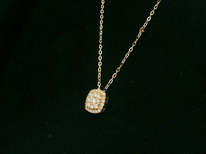 Cushion-shaped diamond pendant in 18K yellow gold by Emirates Diamonds
