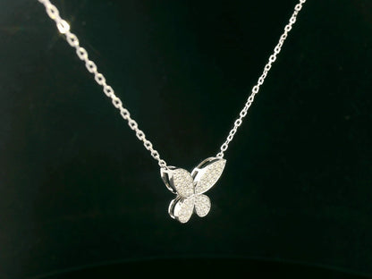 18K White Gold Diamond Butterfly Necklace