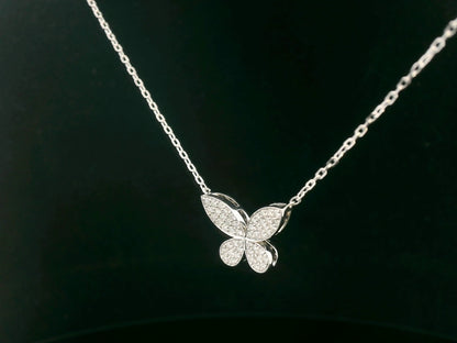 18K White Gold Diamond Butterfly Necklace
