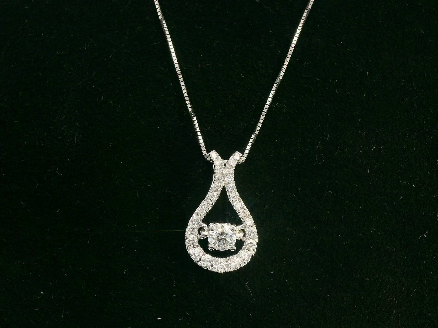 18K white gold teardrop diamond pendant with floating center stone – Emirates Diamonds