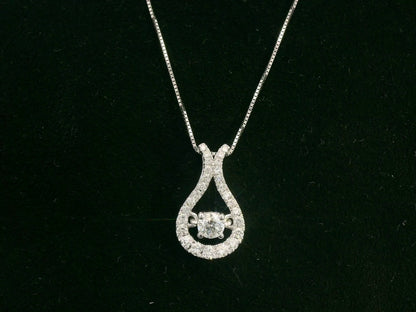 18K white gold teardrop diamond pendant with floating center stone – Emirates Diamonds