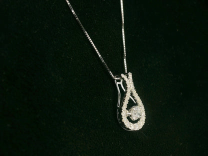 18K white gold teardrop diamond pendant with floating center stone – Emirates Diamonds