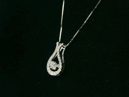 18K white gold teardrop diamond pendant with floating center stone – Emirates Diamonds