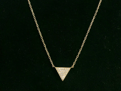 18K yellow gold diamond triangle pendant necklace – minimalist geometric design by Emirates Diamonds