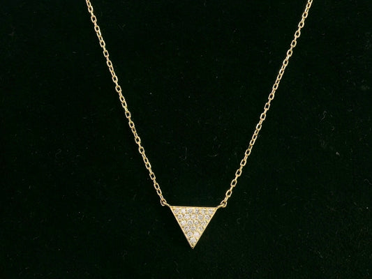 18K yellow gold diamond triangle pendant necklace – minimalist geometric design by Emirates Diamonds