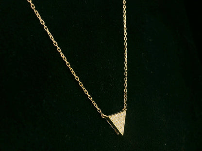 18K yellow gold diamond triangle pendant necklace – minimalist geometric design by Emirates Diamonds
