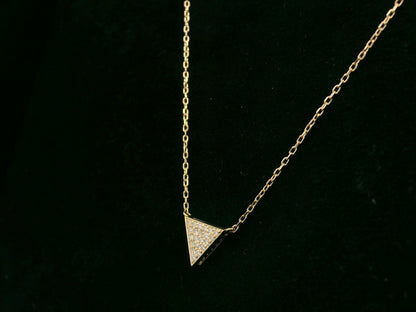 18K yellow gold diamond triangle pendant necklace – minimalist geometric design by Emirates Diamonds