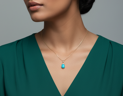 18K yellow gold turquoise pendant with 1.75ct turquoise and 0.03ct diamond – Emirates Diamonds