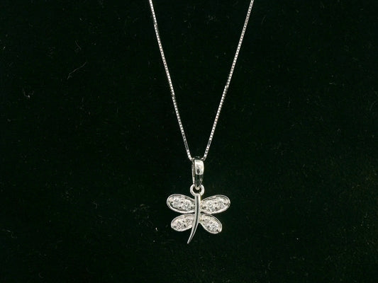 18K white gold diamond dragonfly pendant by Emirates Diamonds