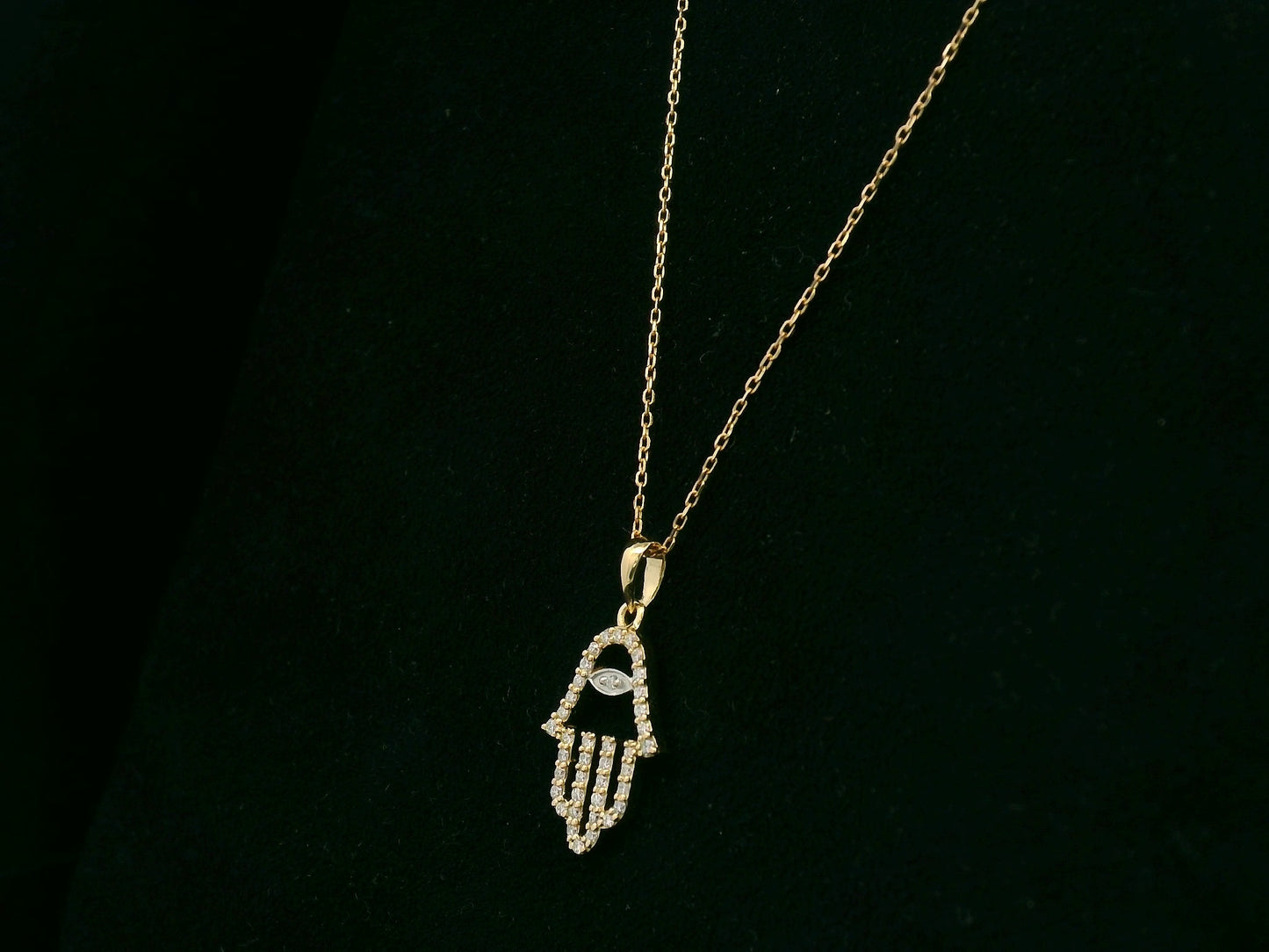 18K yellow gold diamond Hamsa hand pendant by Emirates Diamonds