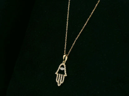 18K yellow gold diamond Hamsa hand pendant by Emirates Diamonds