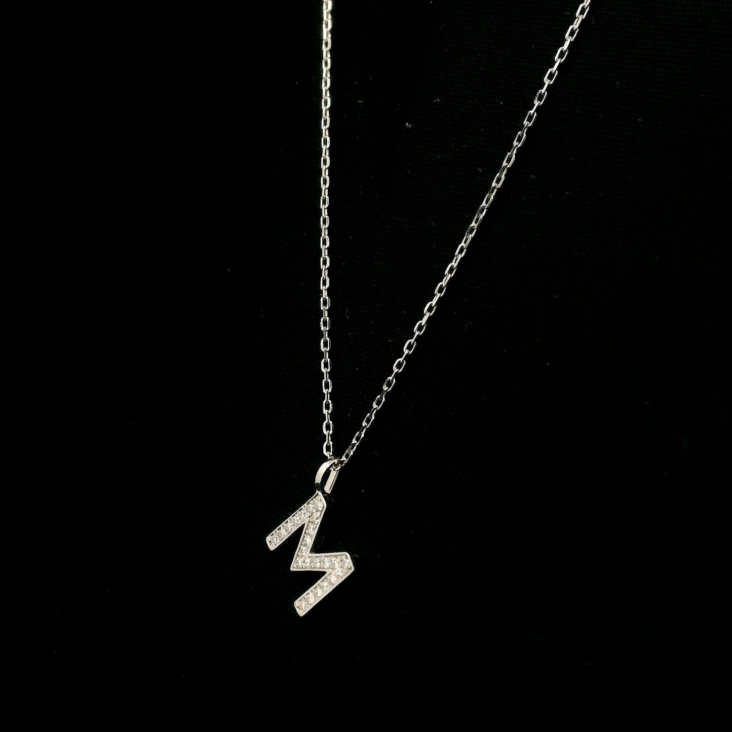 Diamond Initial M Alphabet Pendant In 18k Gold