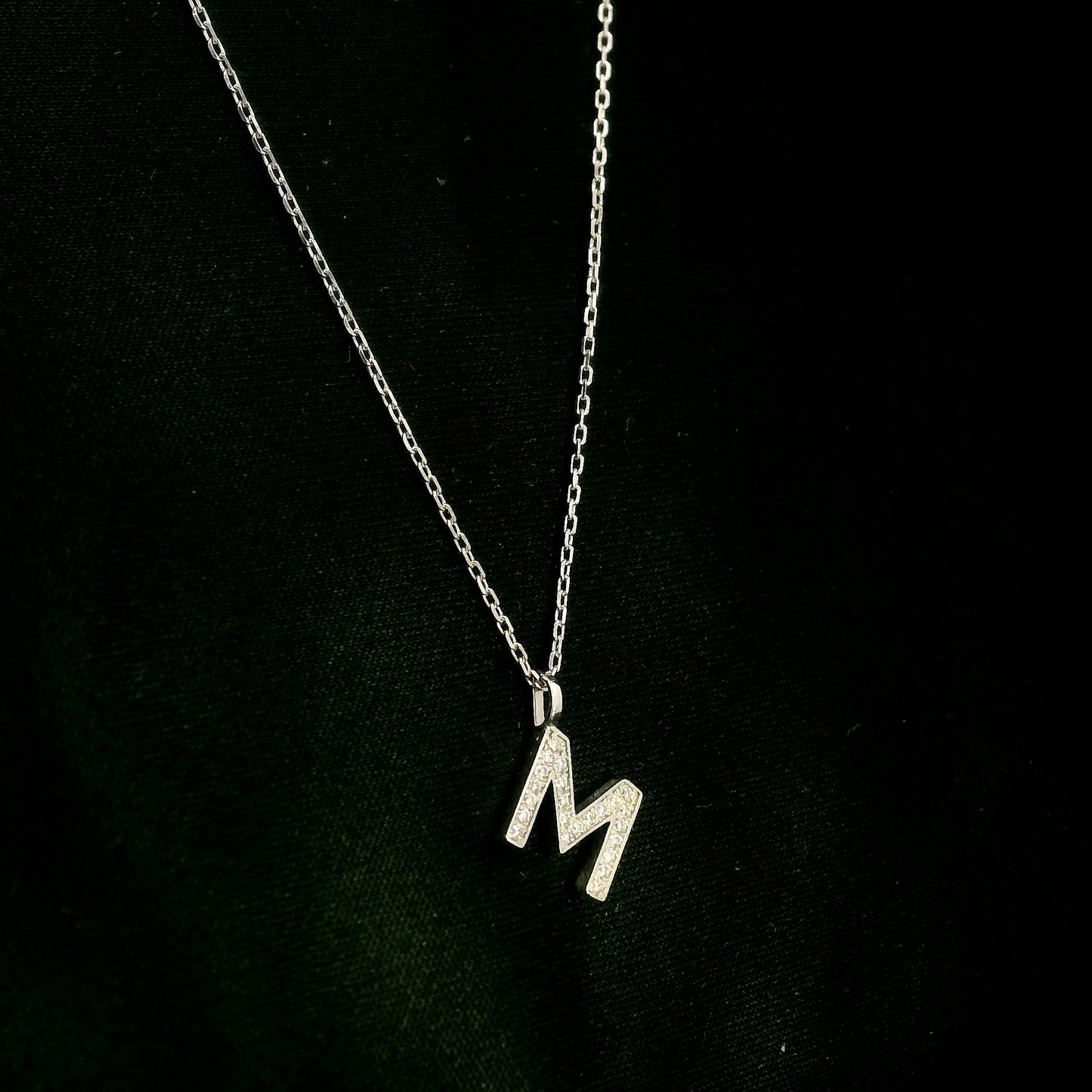 Diamond Initial M Alphabet Pendant In 18k Gold