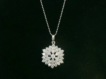 18K white gold diamond cluster pendant with 1.78 carat natural diamonds by Emirates Diamonds