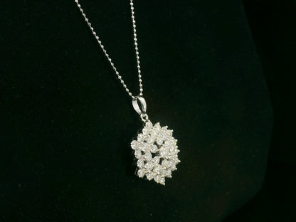 18K white gold diamond cluster pendant with 1.78 carat natural diamonds by Emirates Diamonds