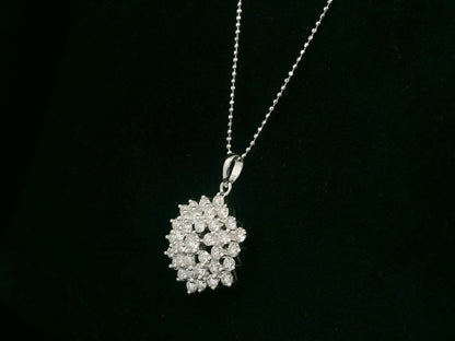 18K white gold diamond cluster pendant with 1.78 carat natural diamonds by Emirates Diamonds