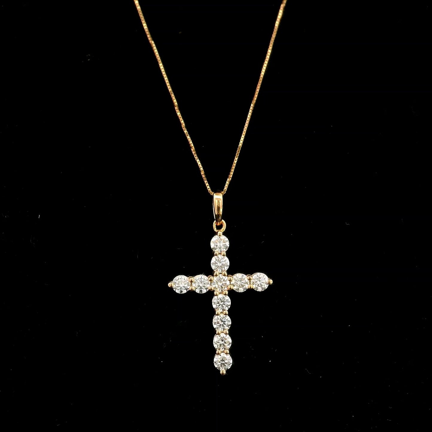 18K rose gold natural diamond cross pendant with round brilliant diamonds, Christian religious pendant.