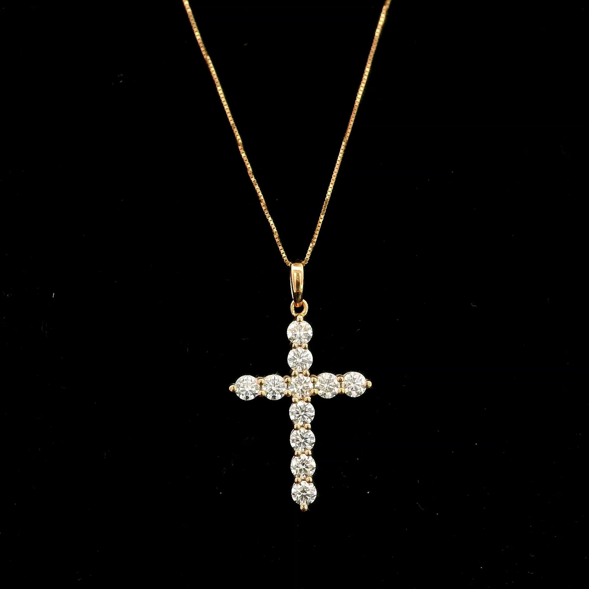 18K rose gold natural diamond cross pendant with round brilliant diamonds, Christian religious pendant.
