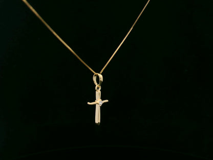 0.02 carat diamond cross pendant in 18K yellow gold minimalist necklace by Emirates Diamonds