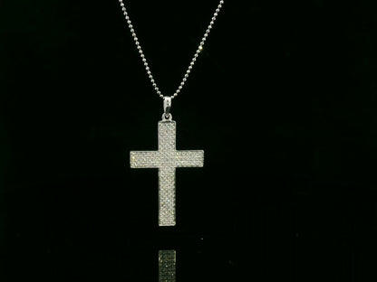 0.80 carat diamond cross pendant in 18K white gold pavé set by Emirates Diamonds