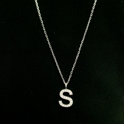 Diamond Initial S Alphabet Pendant In 18k Gold