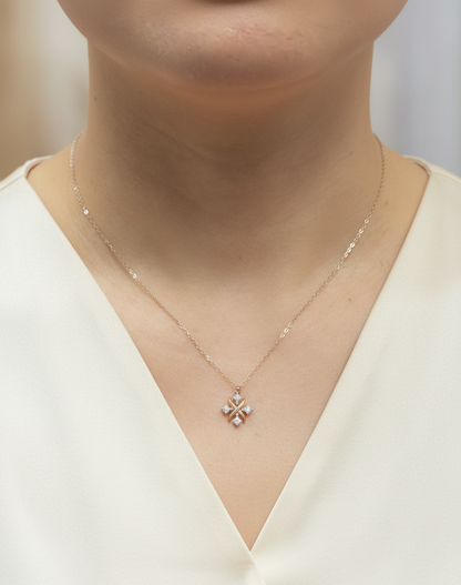 Two-tone diamond pendant necklace in 18K white and rose gold with 0.25 carats of natural diamonds by Emirates Diamonds