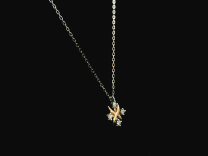 Two-tone diamond pendant necklace in 18K white and rose gold with 0.25 carats of natural diamonds by Emirates Diamonds