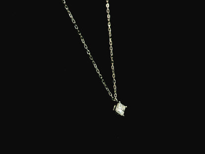 Princess cut diamond solitaire pendant 0.50 carat GIA certified in 18K white gold by Emirates Diamonds