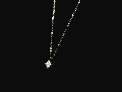 Princess cut diamond solitaire pendant 0.50 carat GIA certified in 18K white gold by Emirates Diamonds