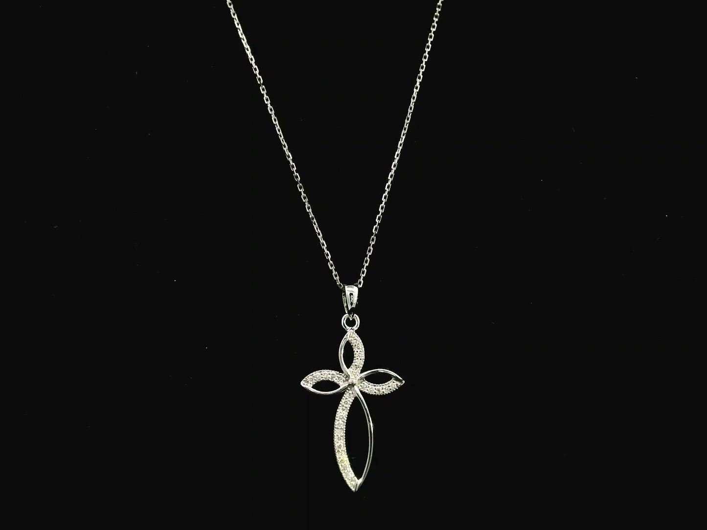 Diamond cross pendant 0.10 carat in 18K white gold by Emirates Diamonds