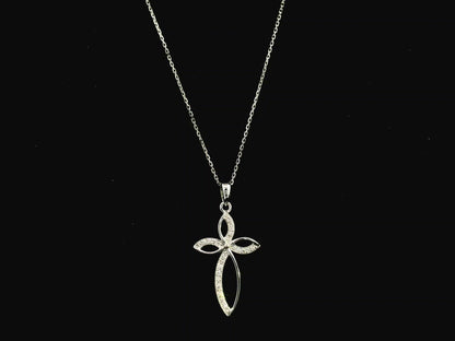 Diamond cross pendant 0.10 carat in 18K white gold by Emirates Diamonds