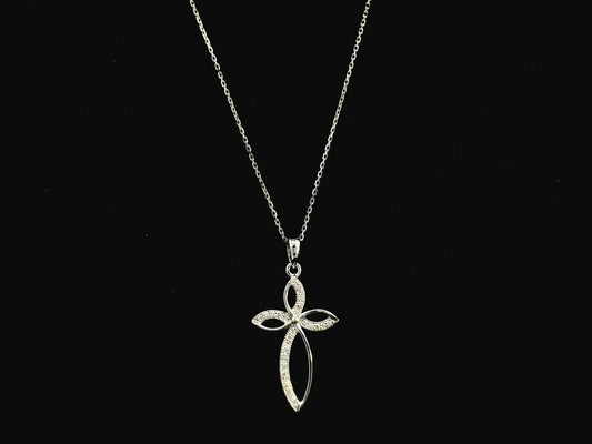 Diamond cross pendant 0.10 carat in 18K white gold by Emirates Diamonds