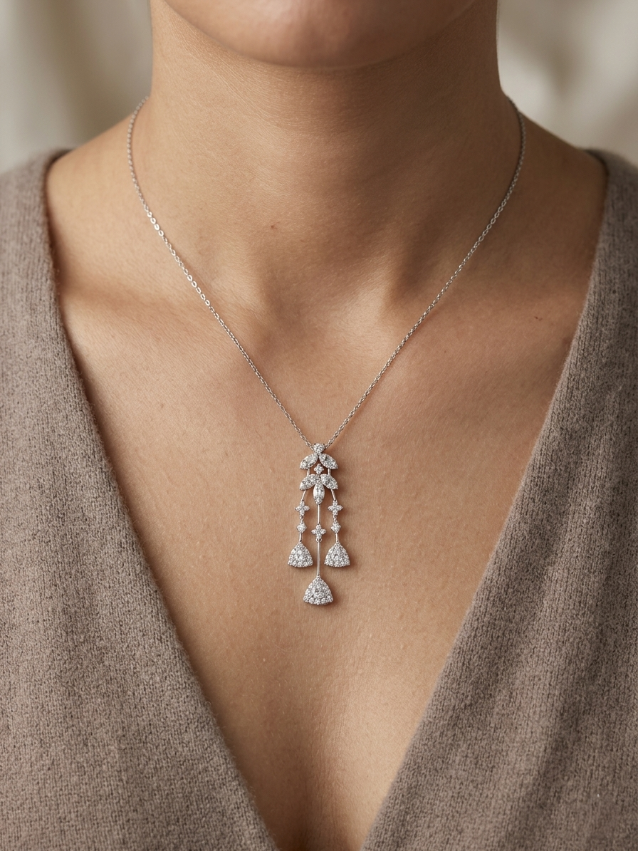 Diamond Chandelier Necklace in 18K White Gold