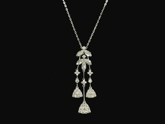Diamond chandelier necklace in 18K white gold with cascading diamond drops – Emirates Diamonds