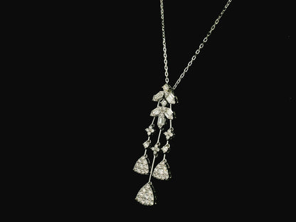 Diamond chandelier necklace in 18K white gold with cascading diamond drops – Emirates Diamonds