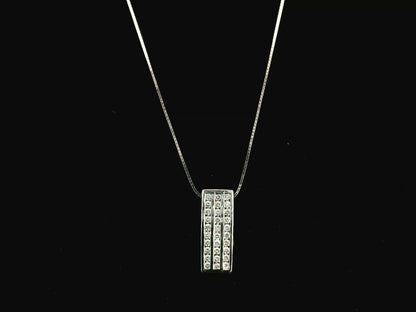 18K white gold diamond bar pendant featuring three vertical rows of natural diamonds with a total diamond weight of 0.54 carat.
