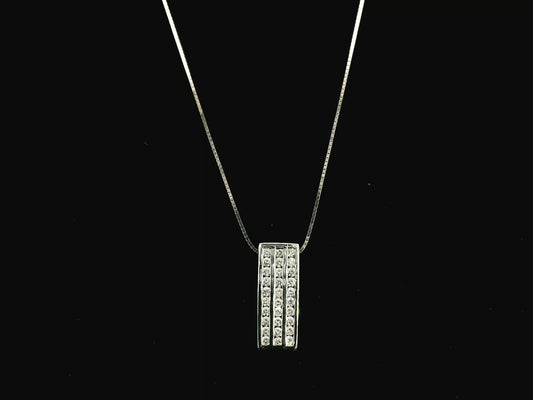 18K white gold diamond bar pendant featuring three vertical rows of natural diamonds with a total diamond weight of 0.54 carat.
