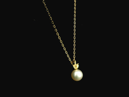 18K yellow gold freshwater pearl and diamond pendant necklace 0.06 carat – Emirates Diamonds