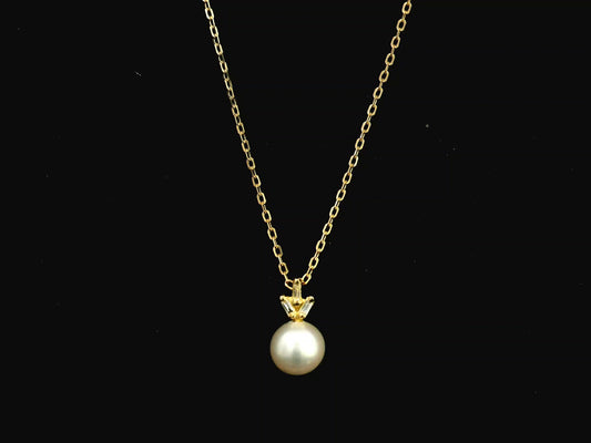 18K yellow gold freshwater pearl and diamond pendant necklace 0.06 carat – Emirates Diamonds