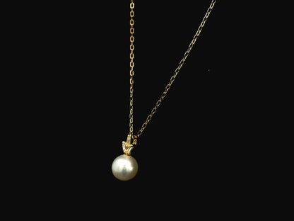 18K yellow gold freshwater pearl and diamond pendant necklace 0.06 carat – Emirates Diamonds