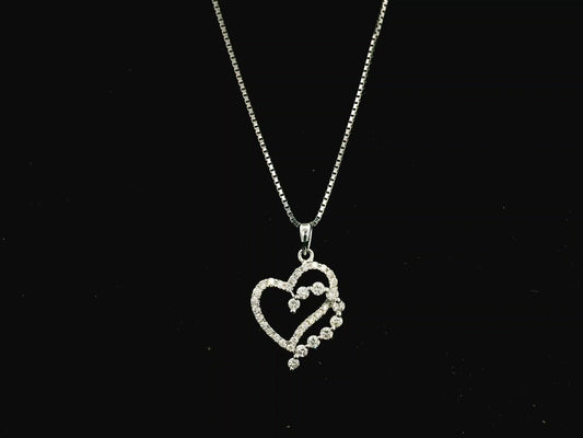 18K white gold diamond heart pendant with cascading design 0.45 carat