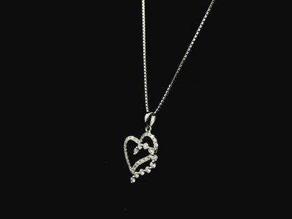 18K white gold diamond heart pendant with cascading design 0.45 carat