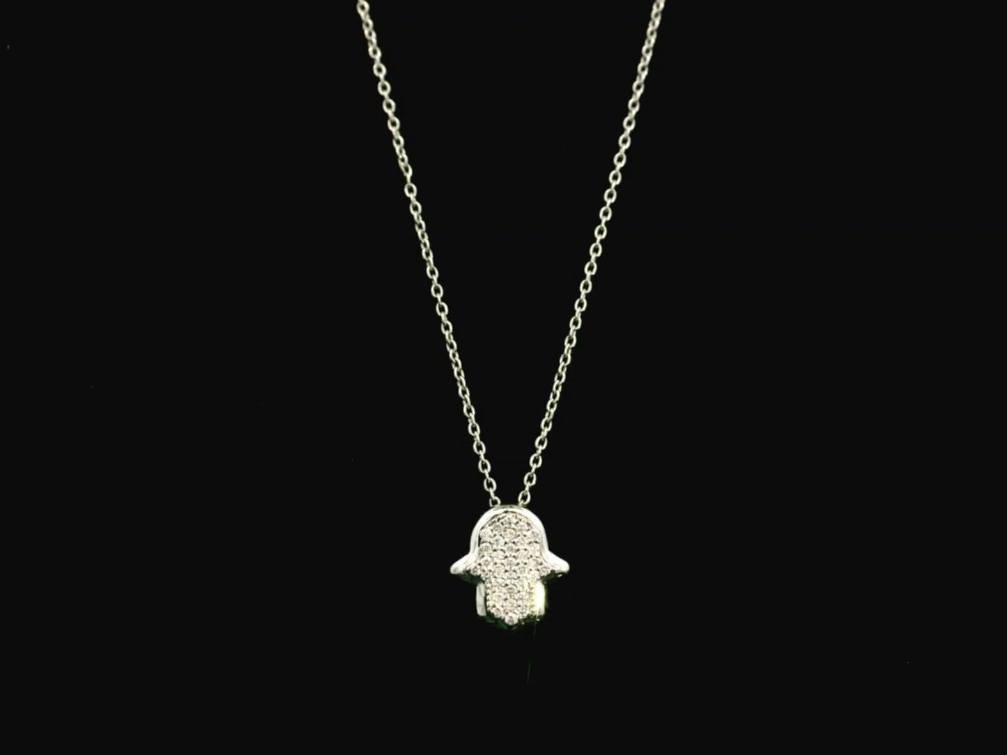 Diamond Hamsa hand pendant necklace in 18K white gold by Emirates Diamonds