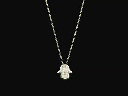 Diamond Hamsa hand pendant necklace in 18K white gold by Emirates Diamonds