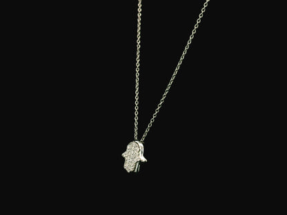 Diamond Hamsa hand pendant necklace in 18K white gold by Emirates Diamonds