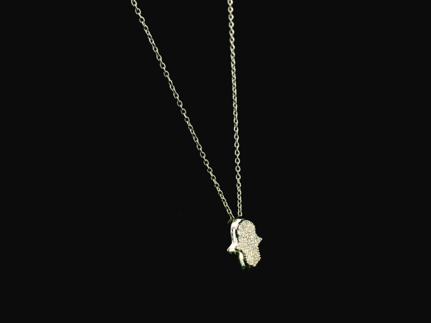 Diamond Hamsa hand pendant necklace in 18K white gold by Emirates Diamonds