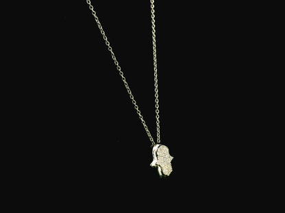 Diamond Hamsa hand pendant necklace in 18K white gold by Emirates Diamonds