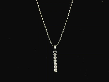 18K white gold vertical diamond bar pendant with 0.25 carat natural diamonds by Emirates Diamonds