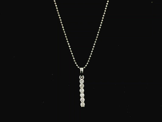 18K white gold vertical diamond bar pendant with 0.25 carat natural diamonds by Emirates Diamonds